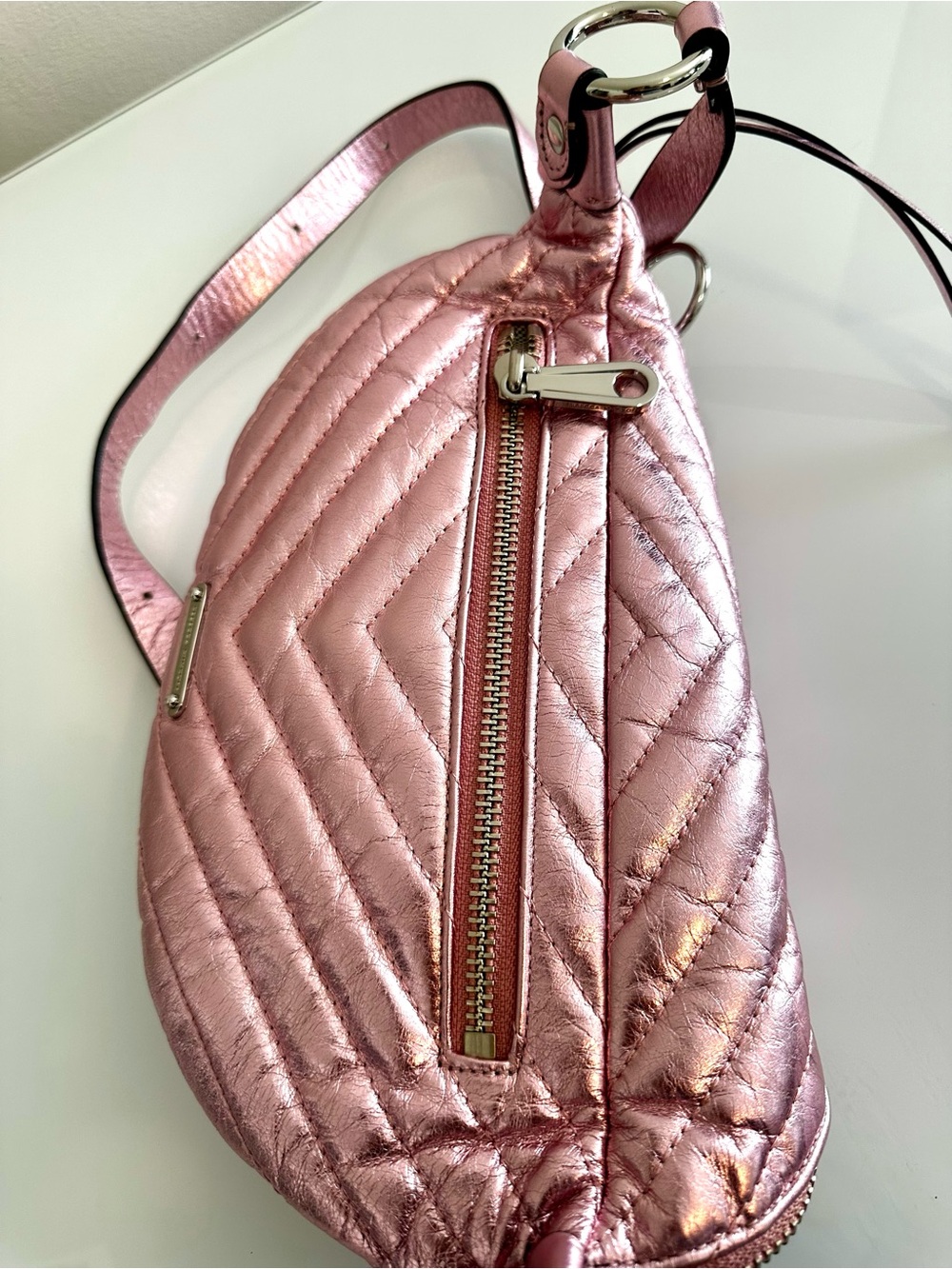 Rebecca Minkoff Metallic Pink Quilted Crossbody/Fanny Belt Bag - Picture 3 of 10